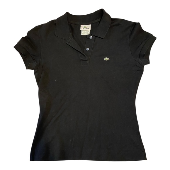 Lacoste black collared button up short sleeve slim fit polo. Sz 38 - Picture 4 of 11